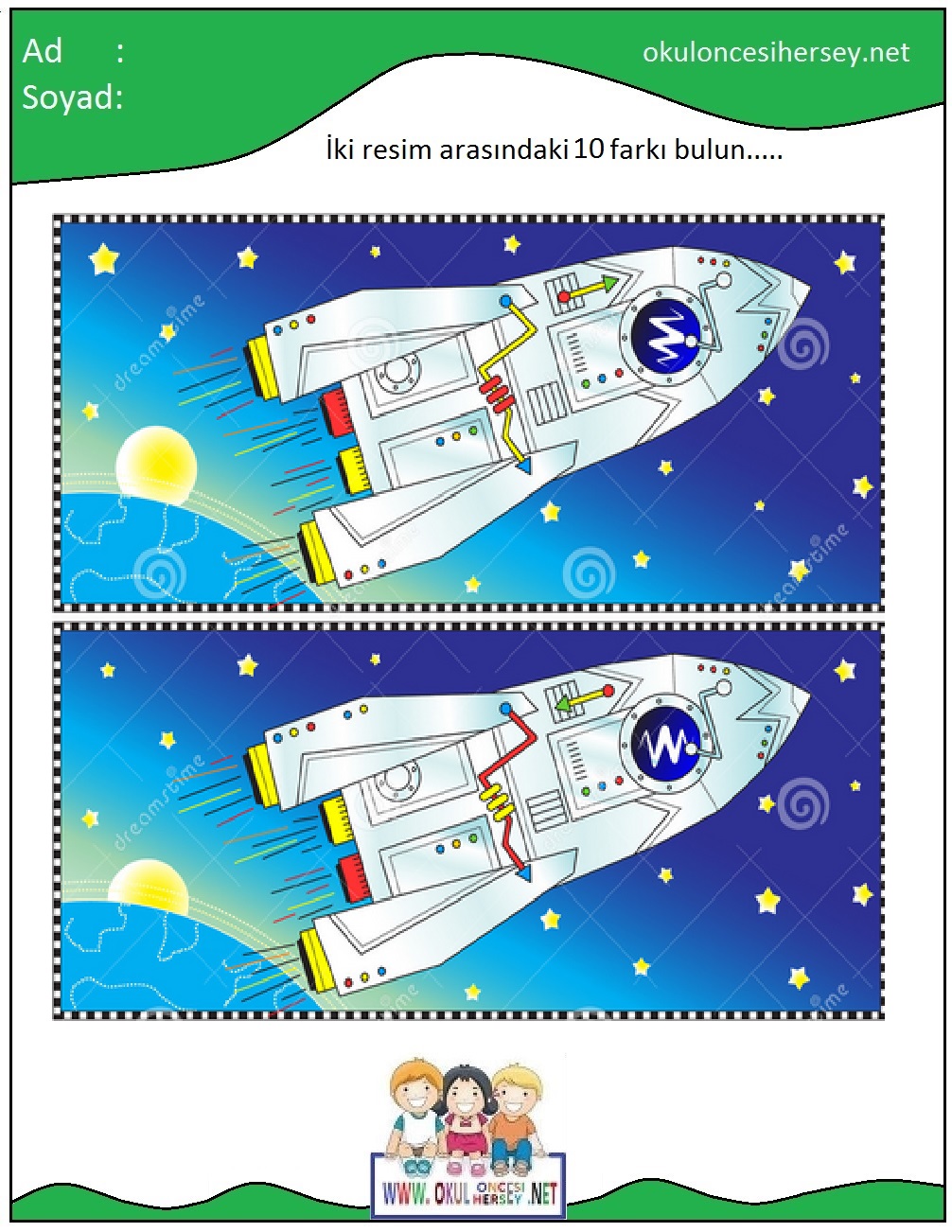 okul öncesi İki Resim Arasındaki Farkı Bul